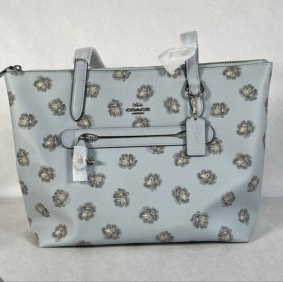 Coach Taylor Shoulder Tote in Rose-Strewn Silver/Sky - Picture 7 of 7